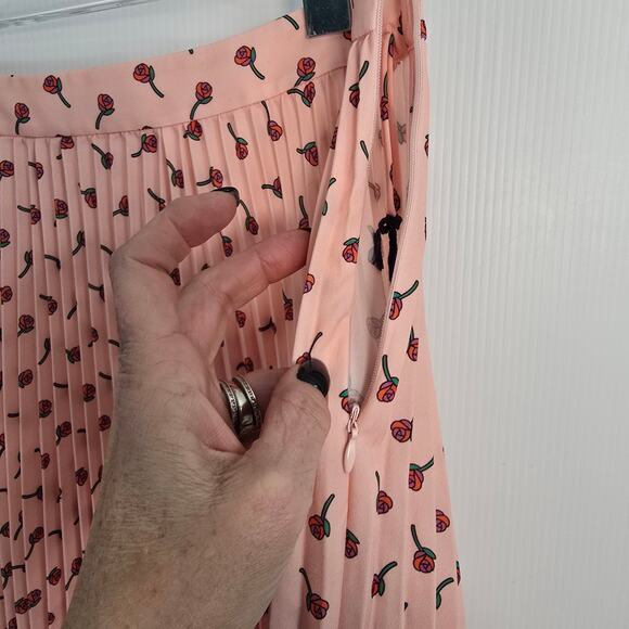 Prada 2017 Pink Pleated CDC Rose Print Midi Skirt Size 40 NWT - Picture 8 of 11